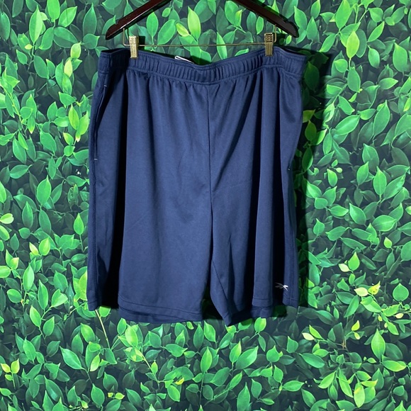 Reebok Men's Athletic Gym Shorts Blue 2XL AntiMicrobial Pockets Drawstring - Picture 1 of 9